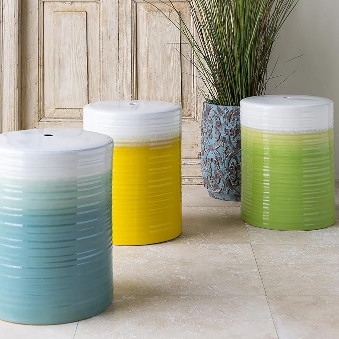 Artistic Weavers Reese Modern Ombre Garden Stool 18" H x 13" W x 13" D, Seafoam