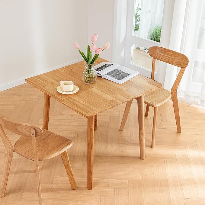 DELAVIN 29.5" Solid Wood Dining Table, Modern Small Dining Table, Square Farmhouse Kitchen Table, Cafe Table for Living Room Dining Room, Easy Assembly, Cherry