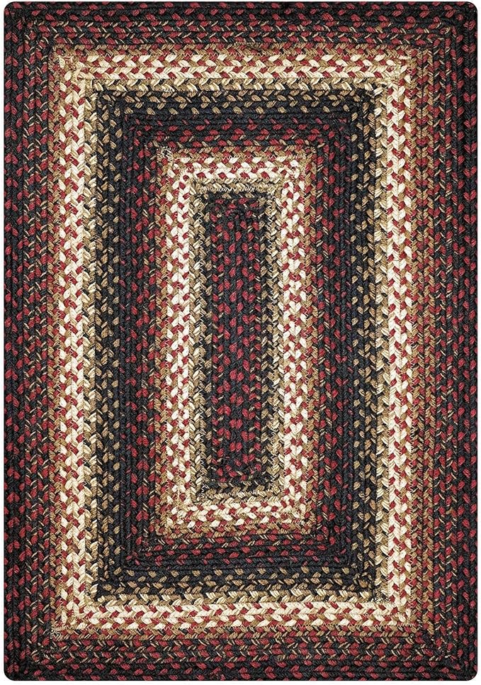 Homespice Prescott Jute Braided Kitchen Rugs 27x45 - Country Style Red and Black Kitchen Rugs for Primitive Decor