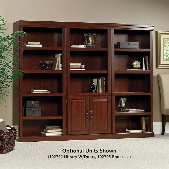 Sauder Heritage Hill Library with Doors/Book Shelf, L:29.80" x W:12.99" x H:71.26", Classic Cherry