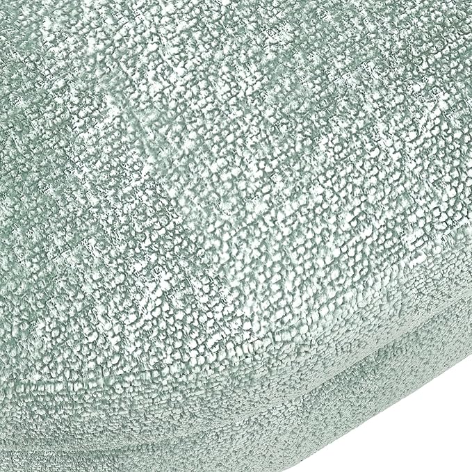 Oval Storage Bench 43.5" Linen Fabric Upholstered Entryway Bench with Solid Wood Legs Ottoman Bench Indoor Bench for Living Room/Bedroom/End of Bed/Entryway (Cyan)