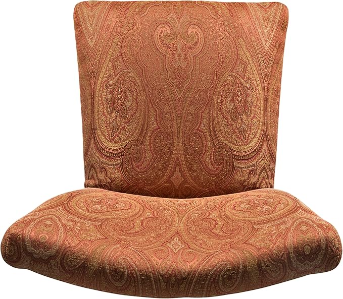 Homepop Home Decor |K1136-F765 | Classic Upholstered Parsons Dining Chair | Single Accent Dining Chair, Red & Gold Damask