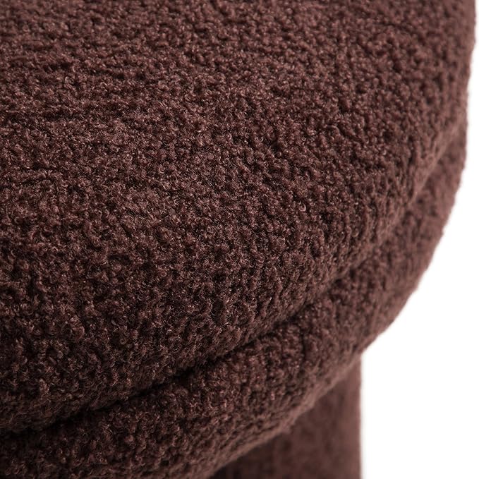 Furniture of America Rami Modern 18-inch Mushroom-Shape Upholstered Ottoman with Tri-Pillar Pedestal, Vanity Stool Chair, Small Foot Stool for Bedroom, Living Room, Entryway, Brown