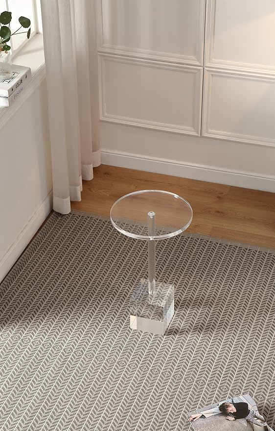 Clear Acrylic End Table,Side Table,Clear,for Livingroom,13.5 x 13.5 inch, 23 inch High