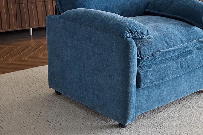 Ball & Cast 38" Oversized Chenille Lounge Chair,Reading Armchair with Thick Comfort Cushions,High Back Support & Wide Seat,Perfect Accent Chair for Modern Living Room,Bedroom,Blue