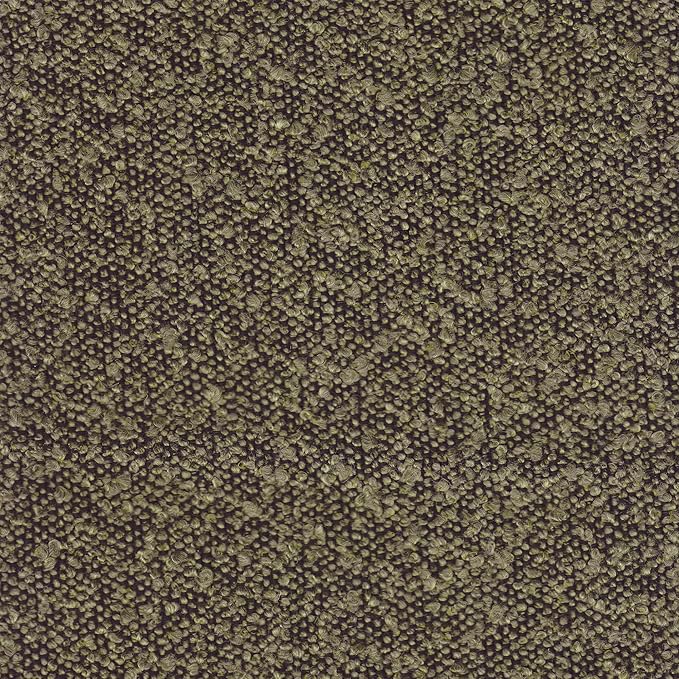 HomePop Upholstered Round Ottoman (No Lid, Seat Only) Home Décor | Round Pouf Foot Rest – Dark Brown Boucle
