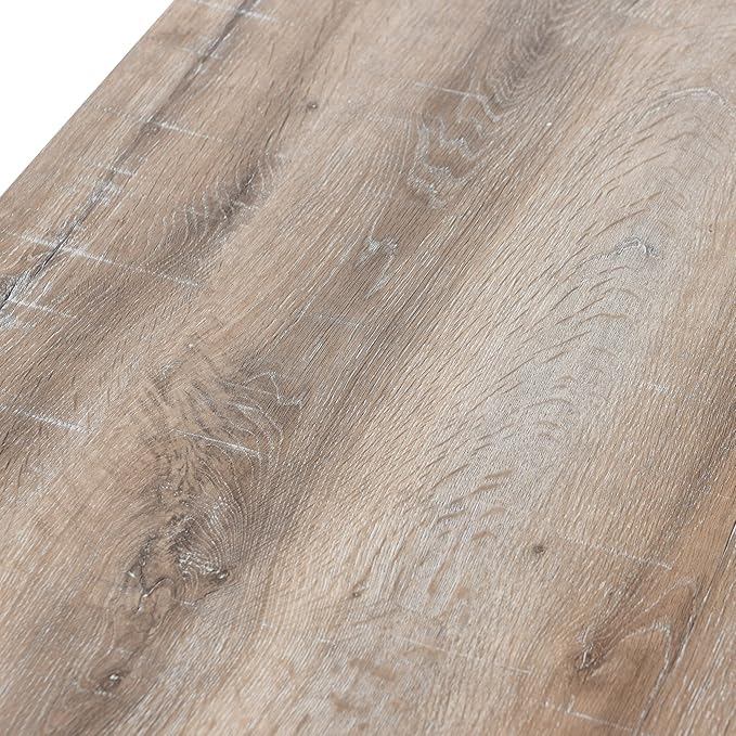 Household Essentials Wrap Rectangular Coffee Table Coastal Oak Rustic Wood Grain and White Metal