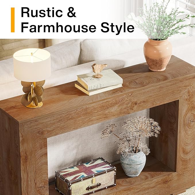Tribesigns Farmhouse Console Table, 47 Inches Entryway Console Table with Storage, Industrial Hallway Accent Table for Living Room, Entrance