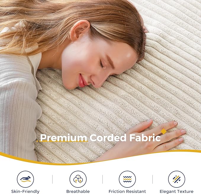 MAXYOYO Giant Bean Bag Chair with Pillow, 3 in 1 Convertible Bean Bag Chair for Adults with Washable Cover, Removable Floor Cushion Stuffed Floor Lounger for Living Room Bedroom, White, Full