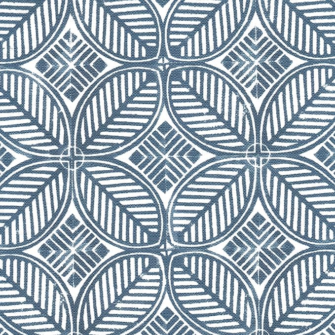 HomePop Home Decor | K7342-A874 | Classic Square Storage Ottoman with Lift Off Lid | Ottoman with Storage for Living Room & Bedroom, Blue Indigo Print, Large