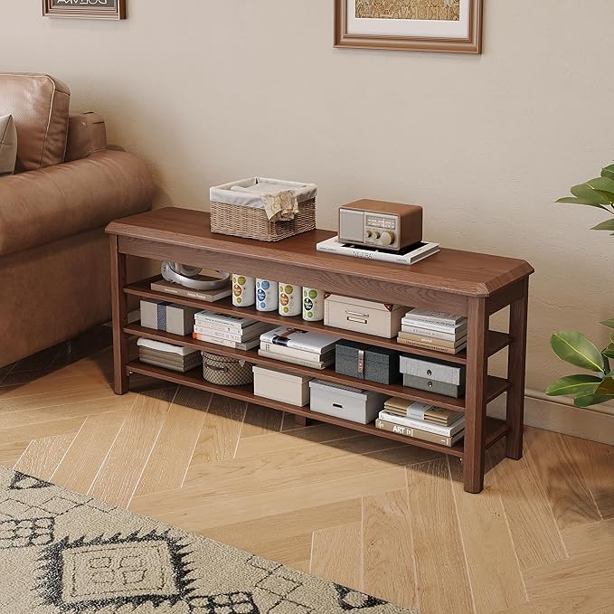 Shoe Rack for Front Door Entrance, Solid Wood Shoe Bench for Closet, Holds Up to 550lbs, Shoe Rack Bench for Entryway, Mudroom, Hallway