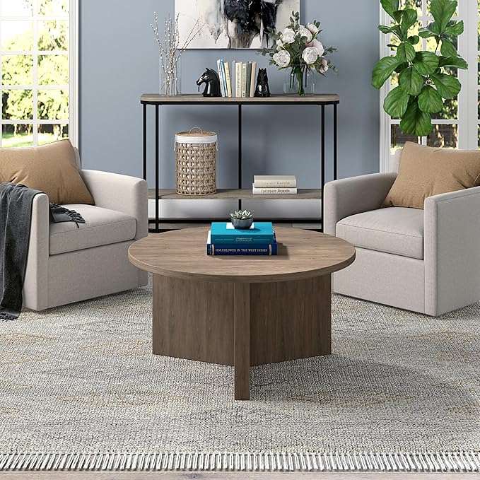 Henn&Hart Anders Coffee Table, 32" Wide,Grey