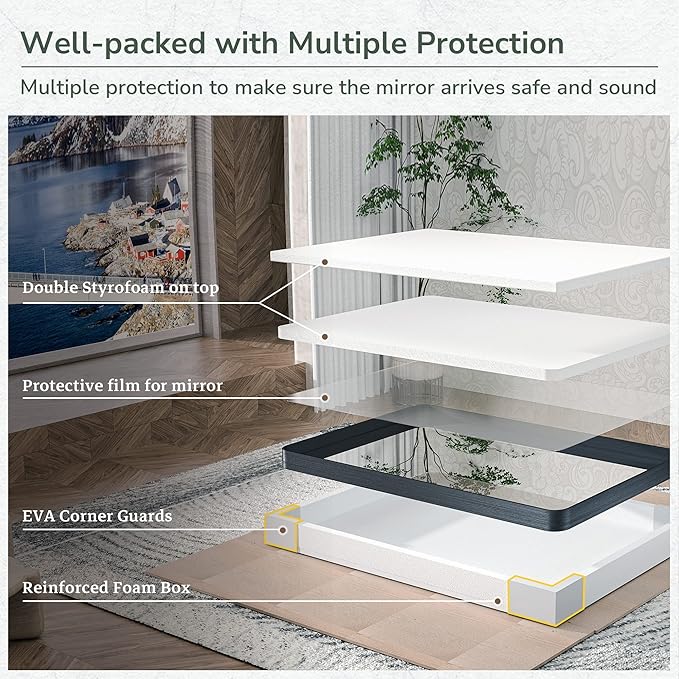 TokeShimi 28x36 Inch Brushed Silver Bathroom Vainty Mirror for Wall with Non-Rusting Aluminum Alloy Brushed Metal Frame for Modern Farmhouse Bedroom Living Room Decor (Horizontal/Vertical)