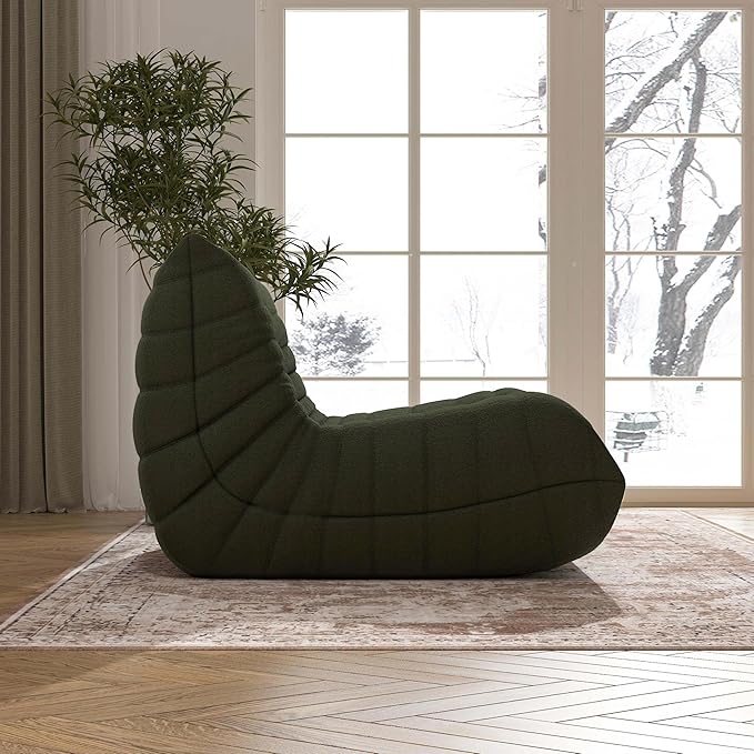 Fireside Bean Bag Sofa - Large Bean Bag Chair for Adults & Teens, High Density Comfortable Foam, Memory Foam for Living Room, Bedroom (Green)