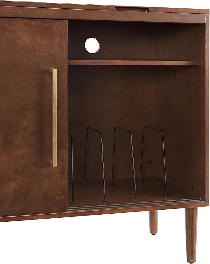 Crosley Furniture Everett Media Console and Record Player Stand with Storage for Vinyl Records, Mahogany