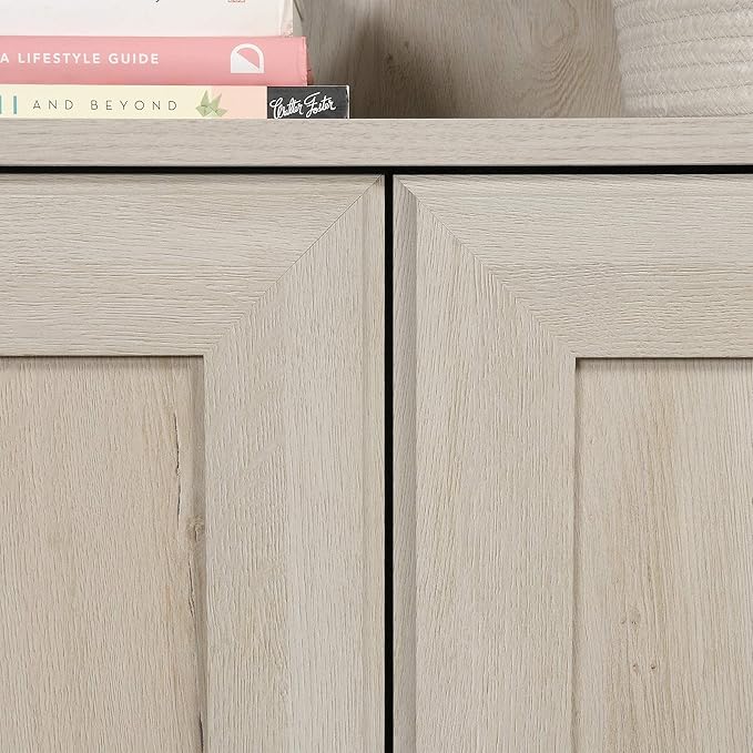 Sauder Miscellaneous Storage Bookcase with Doors, Adjustable Shelves, 5 Shelf Bookcase - Chalked Chestnut Finish