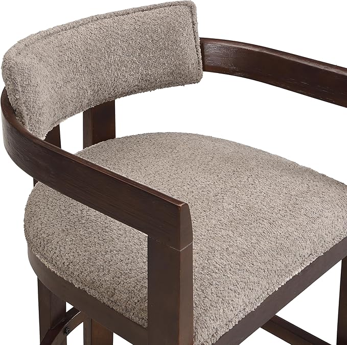 Christopher Knight Home Set of 2 Ryland Modern 26" Counter Height Bar Stools, Fabric Upholstered Counter Stools,Wooden Kitchen Island Armchair with Footrest, Round Backrest, Soft Seating, Espresso
