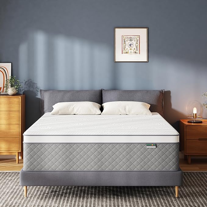 14 Inch Queen Mattress, Cooling-Gel Memory Foam and Pocket Spring Hybrid Mattress, Queen Bed Mattress in a Box, CertiPUR-US Certified, Medium Firm, Queen Size Mattress