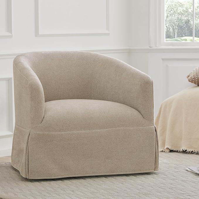 Swivel Accent Chair, 360 Degree Performance Fabric Armchair Modern Barrel Chairs Armchair for Living Room Bedroom Home and Office,Taupe