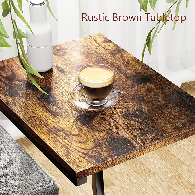 C-Shaped Side Table, C-Table for Sofa, Couch Table with Metal Frame, Large Surface Sofa Table for Living Room(Brown)