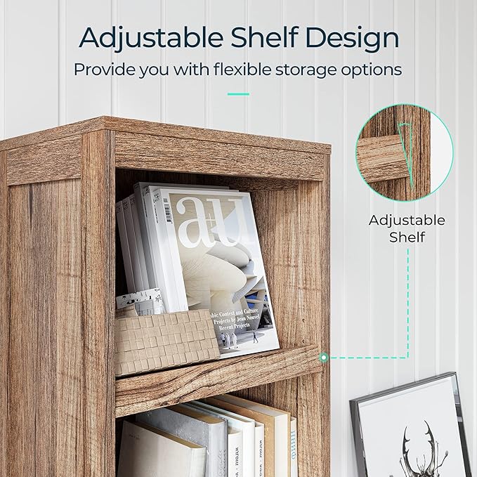 LINSY HOME 5-Shelf Bookcase, Narrow Bookshelves Floor Standing Display Storage Shelves 68 in Tall Bookcase Home Decor Furniture for Home Office, Living Room, Bed Room - Dark Brown