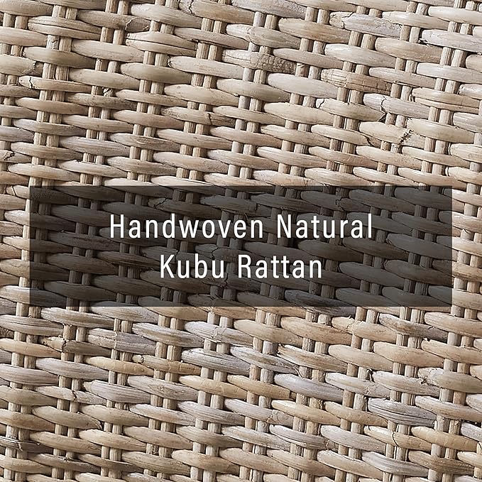 Crosley Furniture Edelyn Natural Rattan Dining Chairs Set of 2, Farmhouse Kitchen Accent Chair with Cushion, Kubu Rattan/Gray