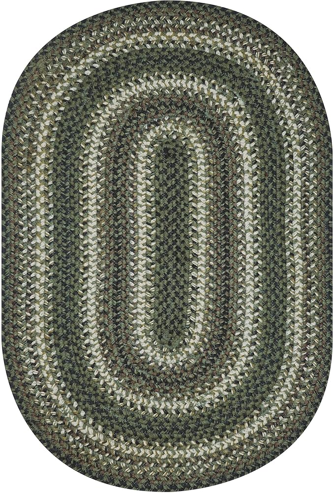 Pinecone Green Oval Braided Rug, 2x3' - Handmade with Jute, Warm Country Rustic Decor, Perfect for Bathrooms and Entryways - Reversible and Easy to Clean