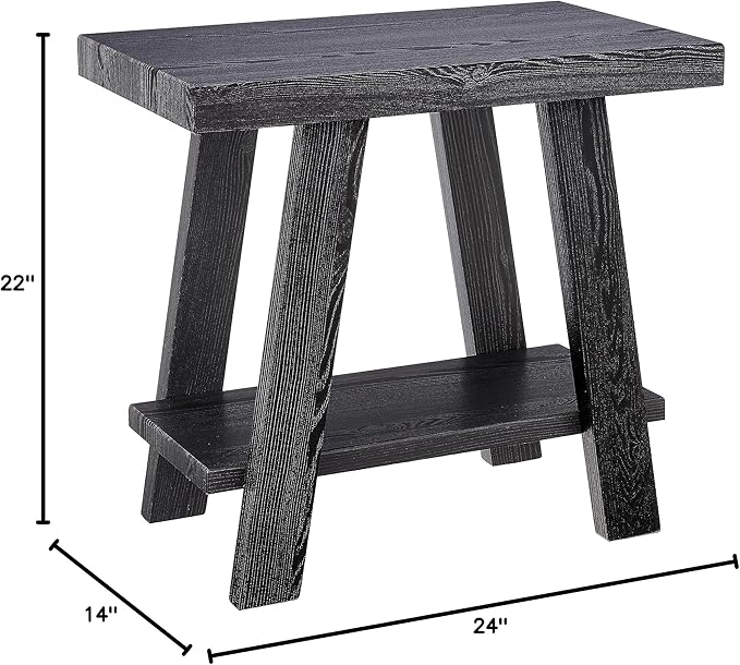 Roundhill Furniture Athens Contemporary Wood Shelf Side Table, Black