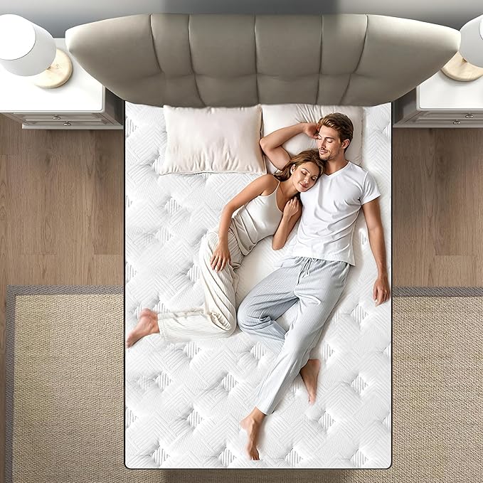 Twin Size Mattress, 12 Inch 5-Zone Pocket Spring Hybrid Mattress with Gel Memory Foam for Pressure Relief & Peaceful Sleep, Medium Firm, Mattress in a Box