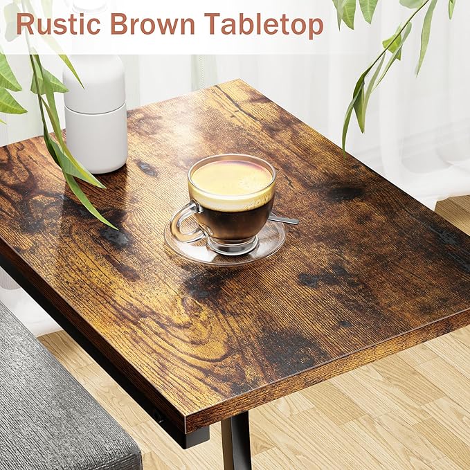 C-Shaped End-Table - Side Table for Couch,Curved Support Legs, Slide Under Couch Table for Sofa, TV Tray Table for Living Room Bedroom (Rustic Brown)