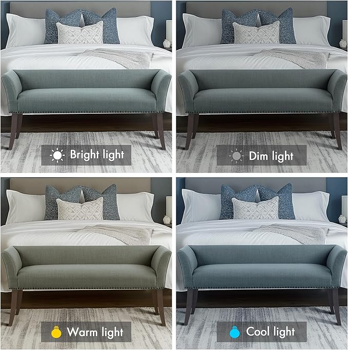 Madison Park Accent Bench, Upholstered with Nailhead Trim, & Padded Seat Entryway Bench Small, End of Bed Bench with Back, 49.5" W x 19.25" D x 23" H, Slate Blue