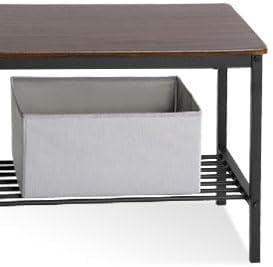 SogesHome Kitchen Table Set for 4, Compact Dining Table Chair Set with Bench, 4 Piece with Built-in Storage Racks, Metal Frame, for Apartment, Restaurant, Dark Brown