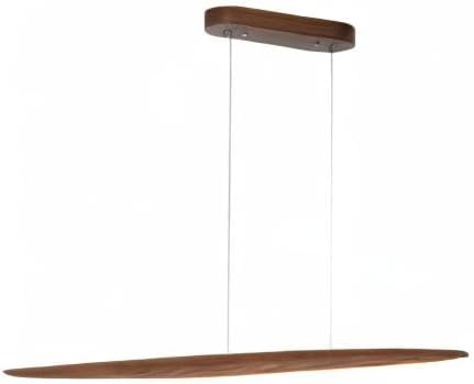 39" Wood Linear Pendant Light LED Dimmable Hanging Light Dinning Room Light Fixture Island Lights 24w for Dining Room Kitchen Island Bar Walnut Color