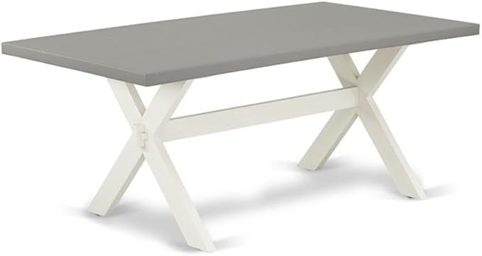 East West Furniture X097VE215-6 6 Piece Kitchen Table Set Contains a Rectangle Dining Table with X-Legs and 4 Baby Blue Linen Fabric Parson Chairs with a Bench, 40x72 Inch, Multi-Color