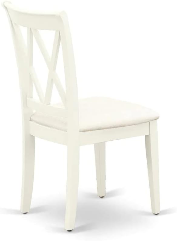 East West Furniture DOCL7-LWH-C 7 Piece Kitchen Table & Chairs Set Consist of a Rectangle Dining Table with Butterfly Leaf and 6 Linen Fabric Dining Room Chairs, 42x78 Inch, Linen White