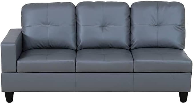 NicBex Sectional Couch 3 Pieces Sofa Set with Left Chaise Synthetic Leather L Shaped Cloud Couch for Living Room Furniture Sets with Storage Ottoman, Modular Sofa for Apartment, Silver Gray