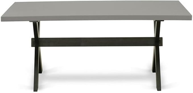 East West Furniture X697MZ650-9 9 Piece Dining Room Set Includes a Rectangle Dining Table with X-Legs and 8 Dark Gotham Grey Linen Fabric Upholstered Chairs, 40x72 Inch, Multi-Color
