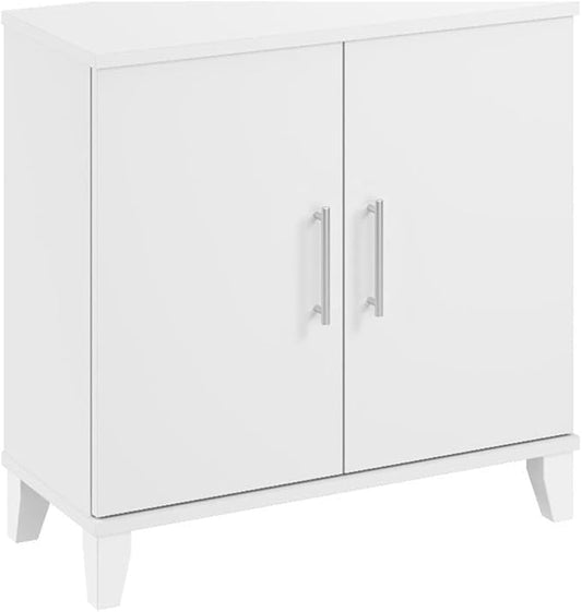 Bush Furniture Somerset Small Accent Storage Cabinet with Doors and Shelves in White, 2 Door Organizer for Home Office, Living Room, Kitchen Pantry, Entryway