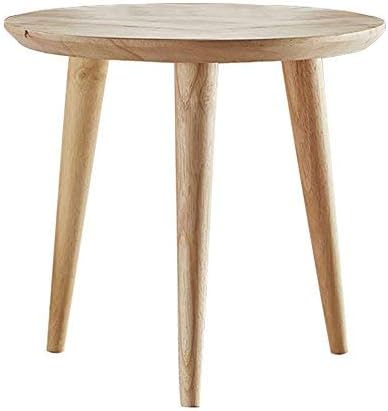 WoodShine Side Table Small Round Solid Wood Sofa End Tables Accent Nesting Coffee Table Natural(H:18.11inch)