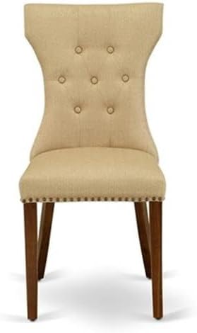 East West Furniture ANGA3-AWA-03 3 Piece Dining Set Contains a Round Dining Room Table with Pedestal and 2 Upholstered Chairs, 36x36 Inch, Antique Walnut
