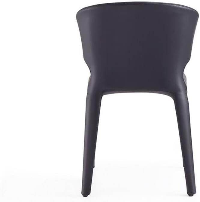 Manhattan Comfort Conrad Mid Century Modern Dining Chairs Woven Tweed Upholstered Kitchen Furniture with Contoured Back, Foam Padding & Metal Legs, Set of 2, Black