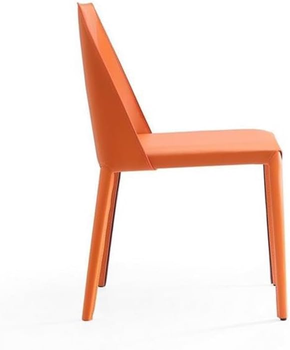 Manhattan Comfort Paris 8-Piece Leather Dining Chair and Armchair Set, Upholstered in Luxurious Saddle Material, Metal Frame, Ideal for Industrial and Coastal Homes, No Assembly, Coral
