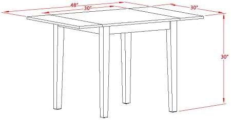 East West Furniture NDVA3-LWH-W 3 Piece Modern Dining Table Set Contains a Rectangle Wooden Table with Dropleaf and 2 Dining Chairs, 30x48 Inch, Linen White