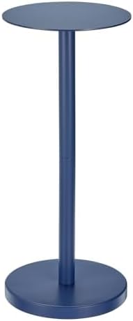 mDesign Glass Top Side/End Drink Table - Tall Modern Round Accent Metal Nightstand Furniture for Living Room, Dorm, Home Office, and Bedroom - 9" Round - Cobalt Blue