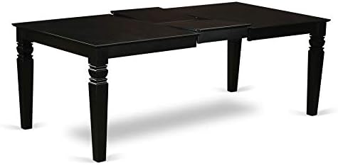 East West Furniture LGAB9-BLK-06 9 Piece Dining Room Furniture Set Includes a Rectangle Wooden Table with Butterfly Leaf and 8 Shitake Linen Fabric Parson Chairs, 42x84 Inch, Black