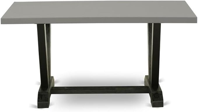 East West Furniture VT696 V-Style Modern Kitchen Table - a Rectangle Dining Table Top with Stylish Legs, 36x60 Inch, Multi-Color
