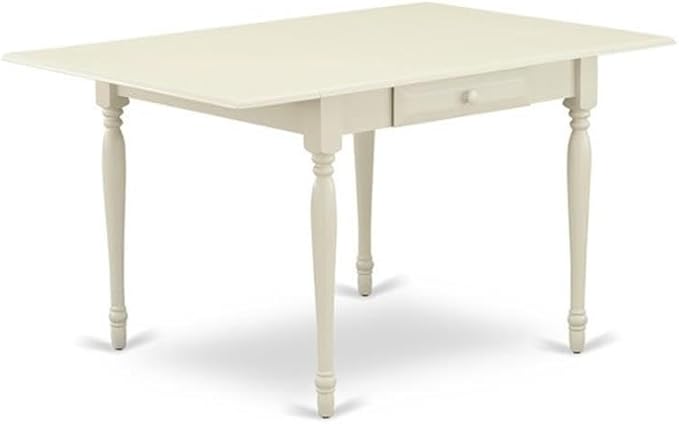 East West Furniture MZNO5-LWH-W 5 Piece Kitchen Table & Chairs Set Includes a Rectangle Dining Table with Dropleaf and 4 Dining Room Chairs, 36x54 Inch, Linen White