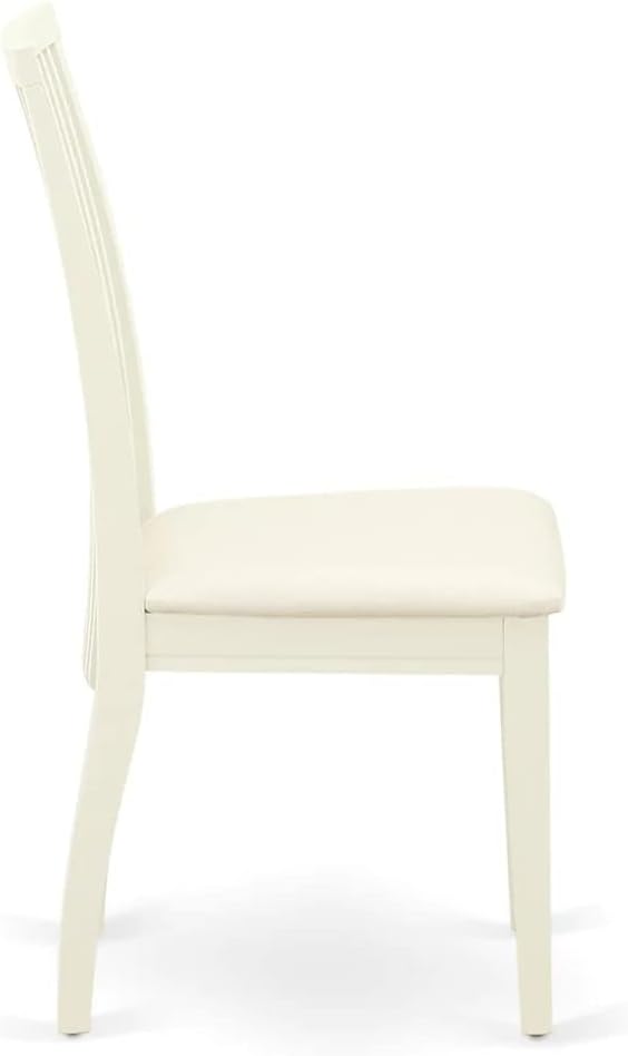 East West Furniture HBIP3-LWH-C 3 Piece Dinette Set for Small Spaces Contains a Round Dining Table with Pedestal and 2 Linen Fabric Upholstered Dining Chairs, 42x42 Inch, Linen White