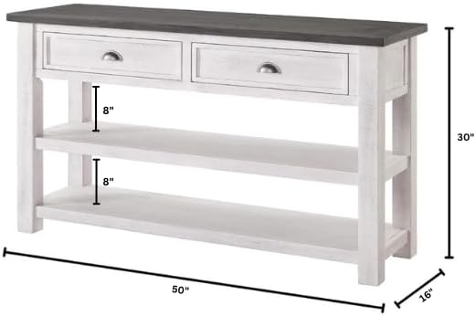 Martin Svensson Home Monterey Solid Wood Sofa Console Table White with Grey Top
