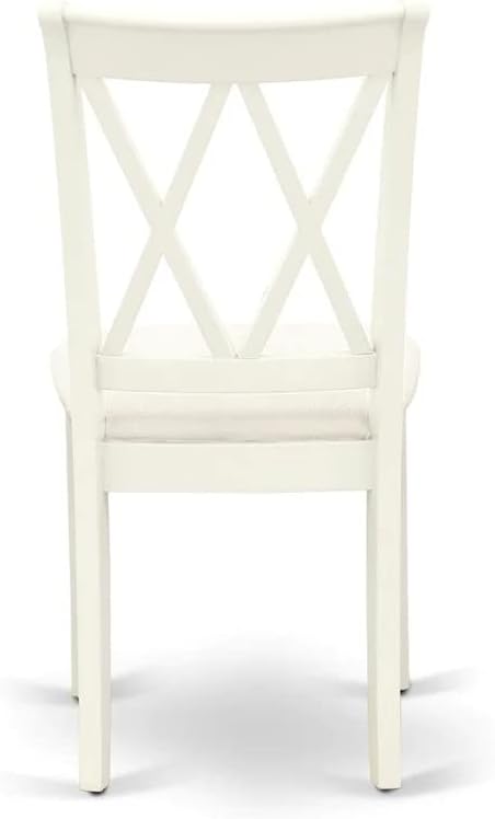 East West Furniture DOCL7-LWH-C 7 Piece Kitchen Table & Chairs Set Consist of a Rectangle Dining Table with Butterfly Leaf and 6 Linen Fabric Dining Room Chairs, 42x78 Inch, Linen White